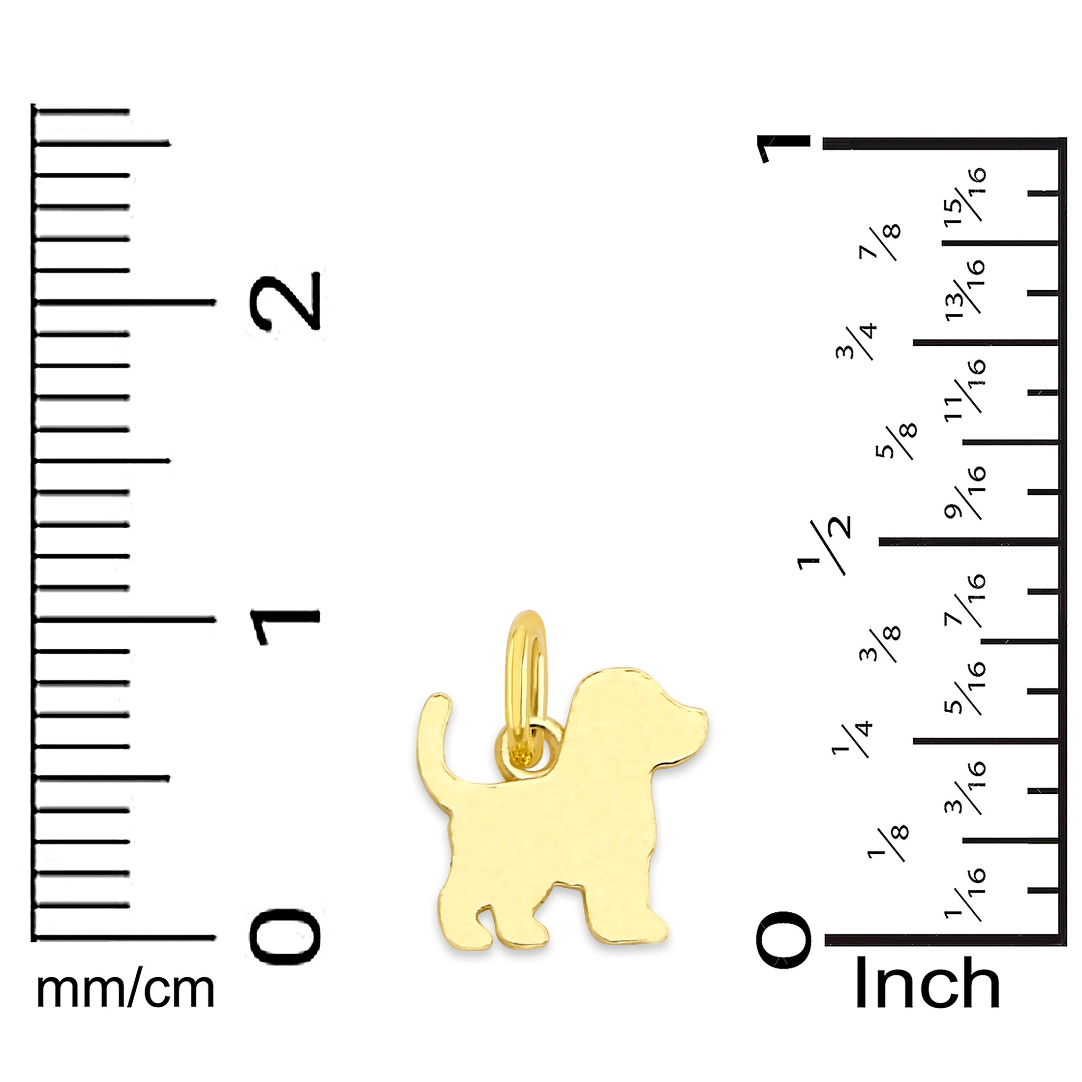 Solid Gold Dog Silhouette Charm: 10k/14k Canine Lover Necklace Accessory