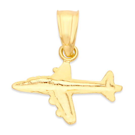 10k/14k Solid Gold Airplane Charm - Travel Jewelry for Bracelet