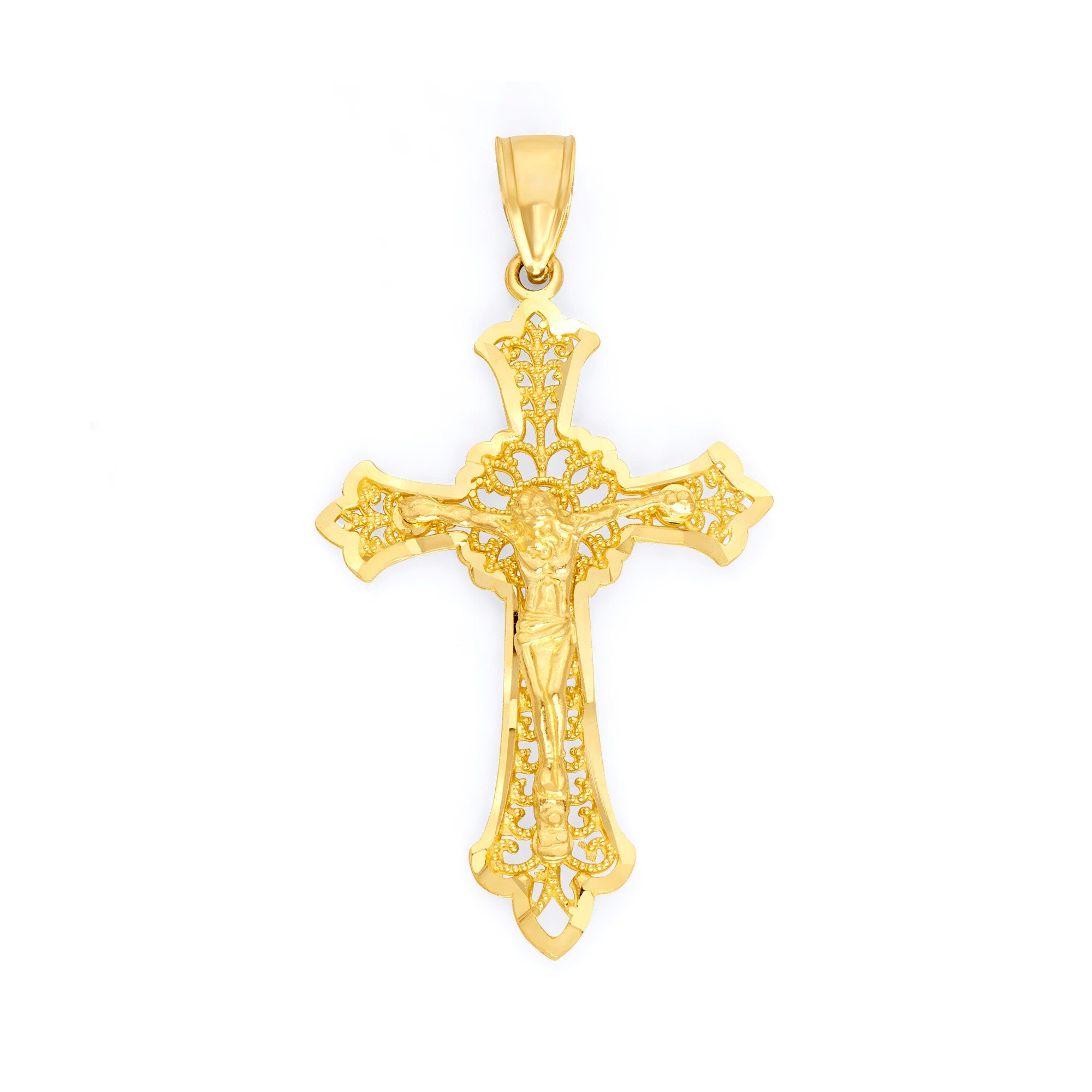 10k/14k Gold Crucifix Pendant - Religious Jewelry Gifts