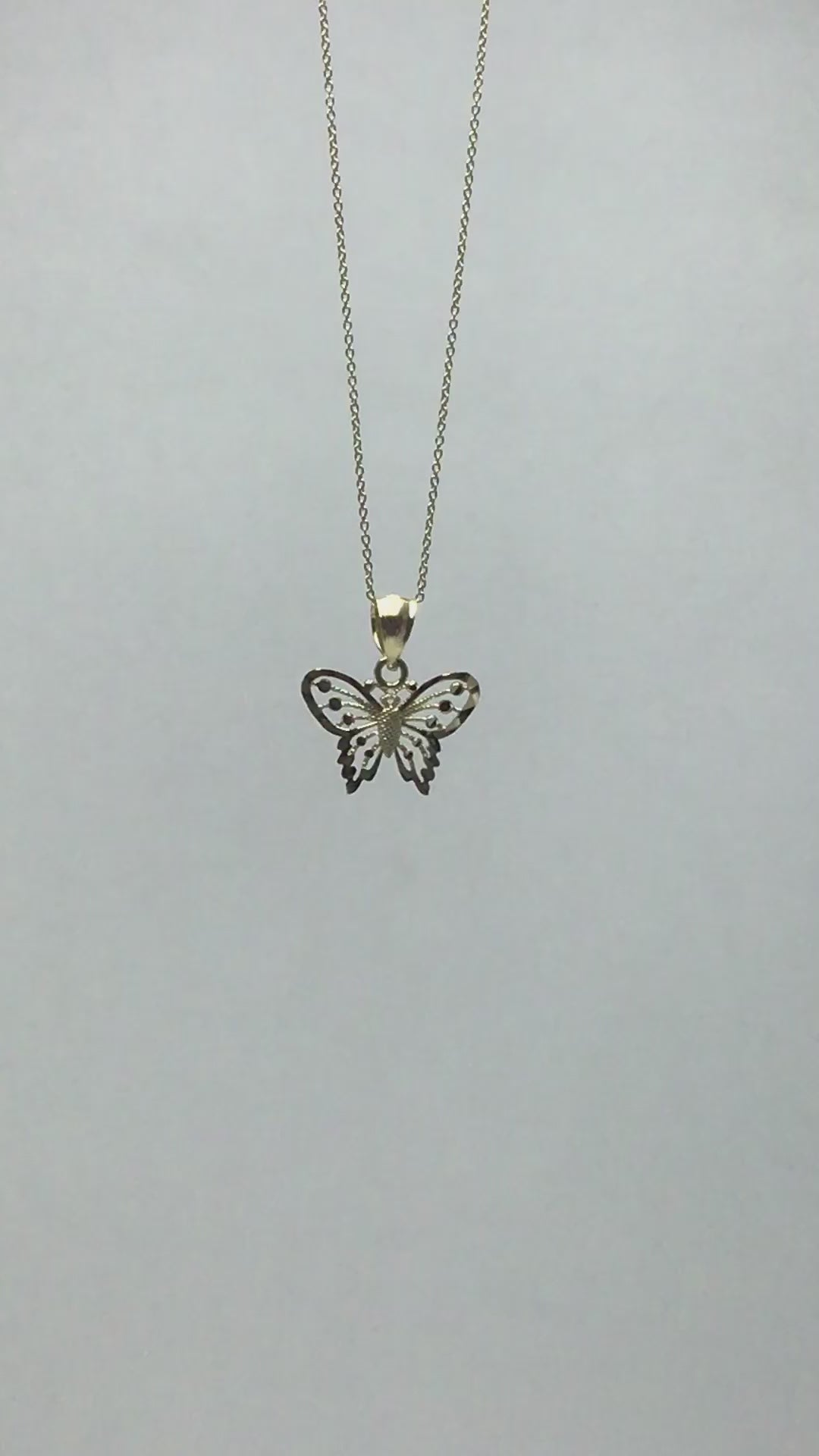 10k/14k Solid Gold Butterfly Pendant - Diamond Cut Animal Charm