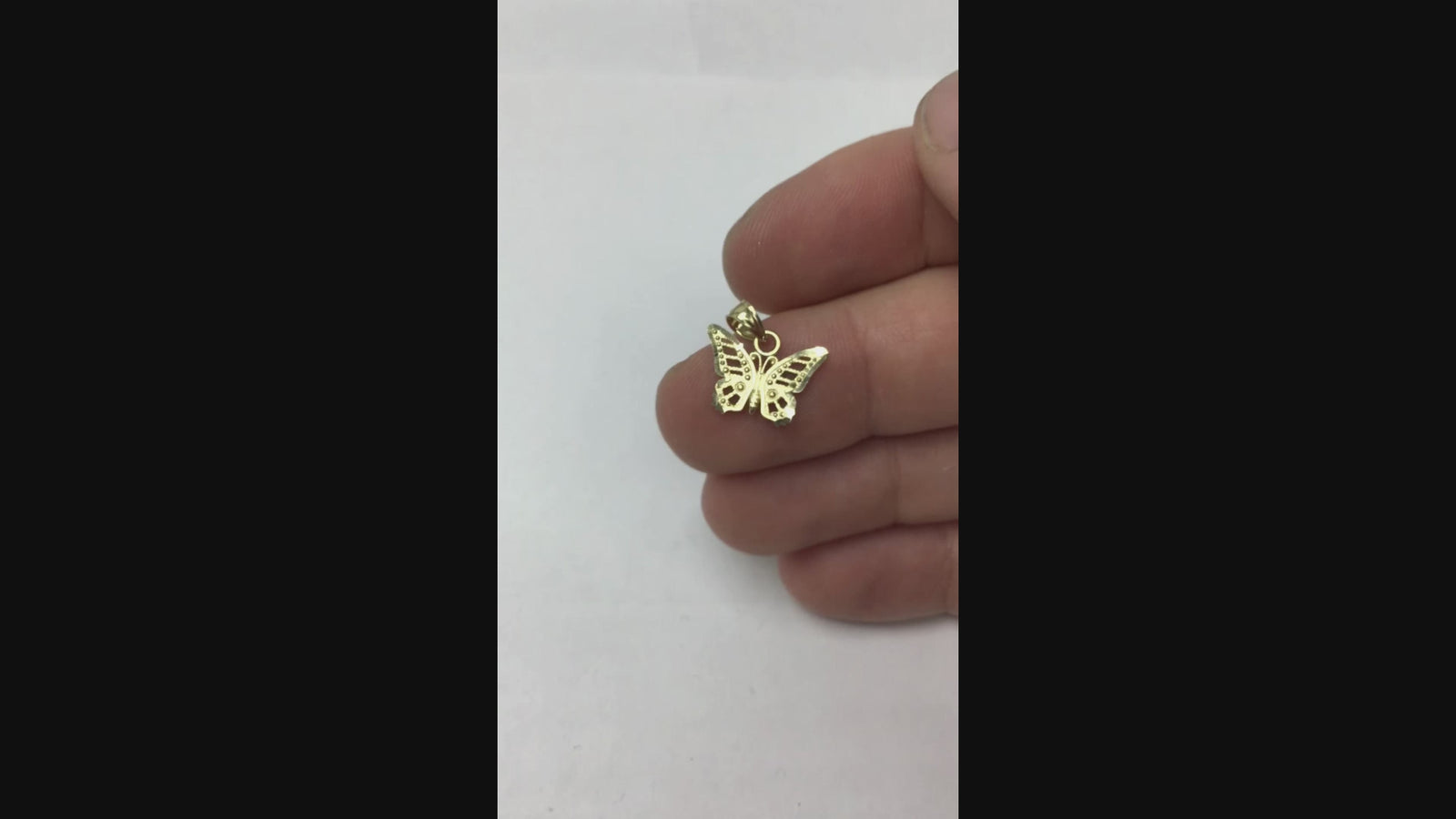 10k/14k Solid Gold Butterfly Pendant - Diamond Cut Animal Charm