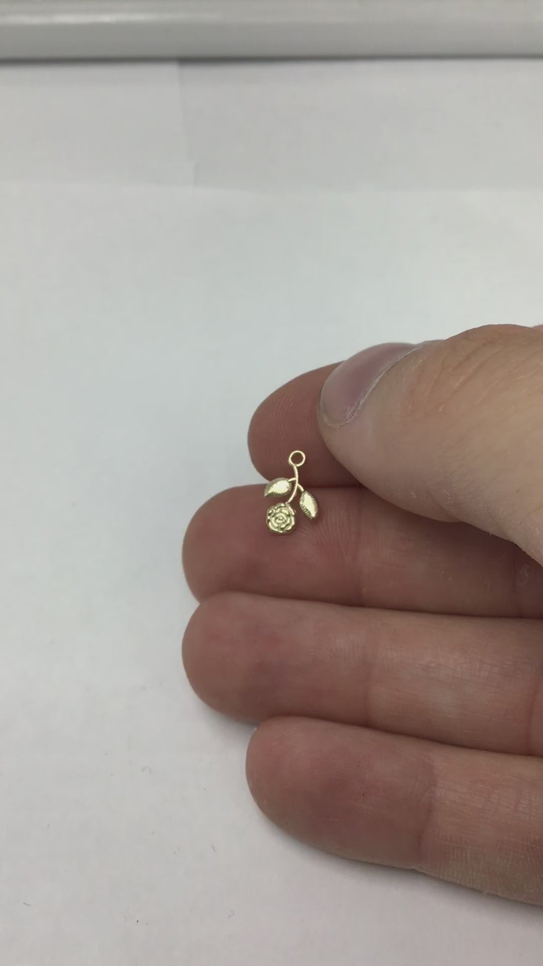 10k/14k Solid Gold Hanging Rose Charm - Flower Charm for Bracelet