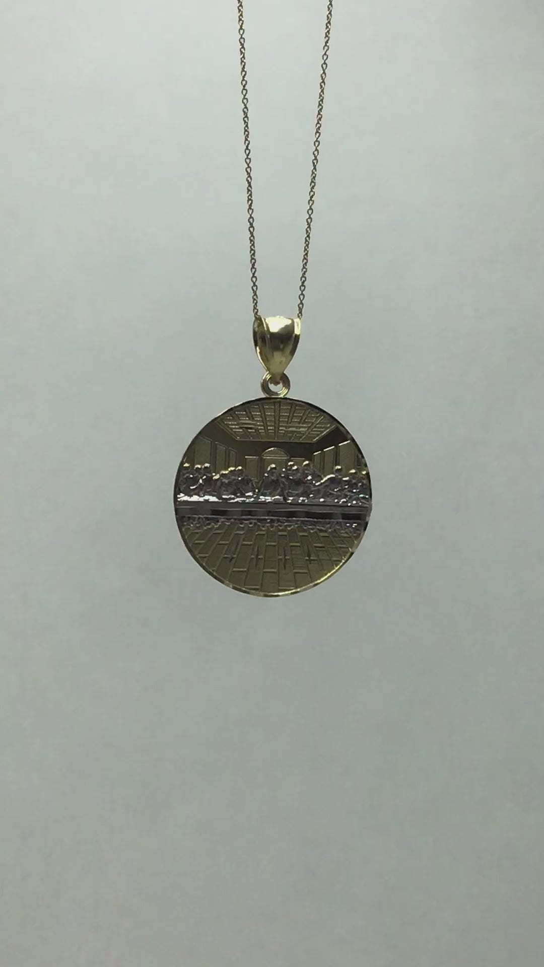 10k/14k Solid Gold Last Supper Pendant - Religious Jesus Necklace