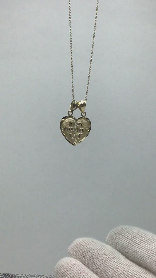 Solid Gold Breakable Best Friends Heart Pendant - 10k or 14k