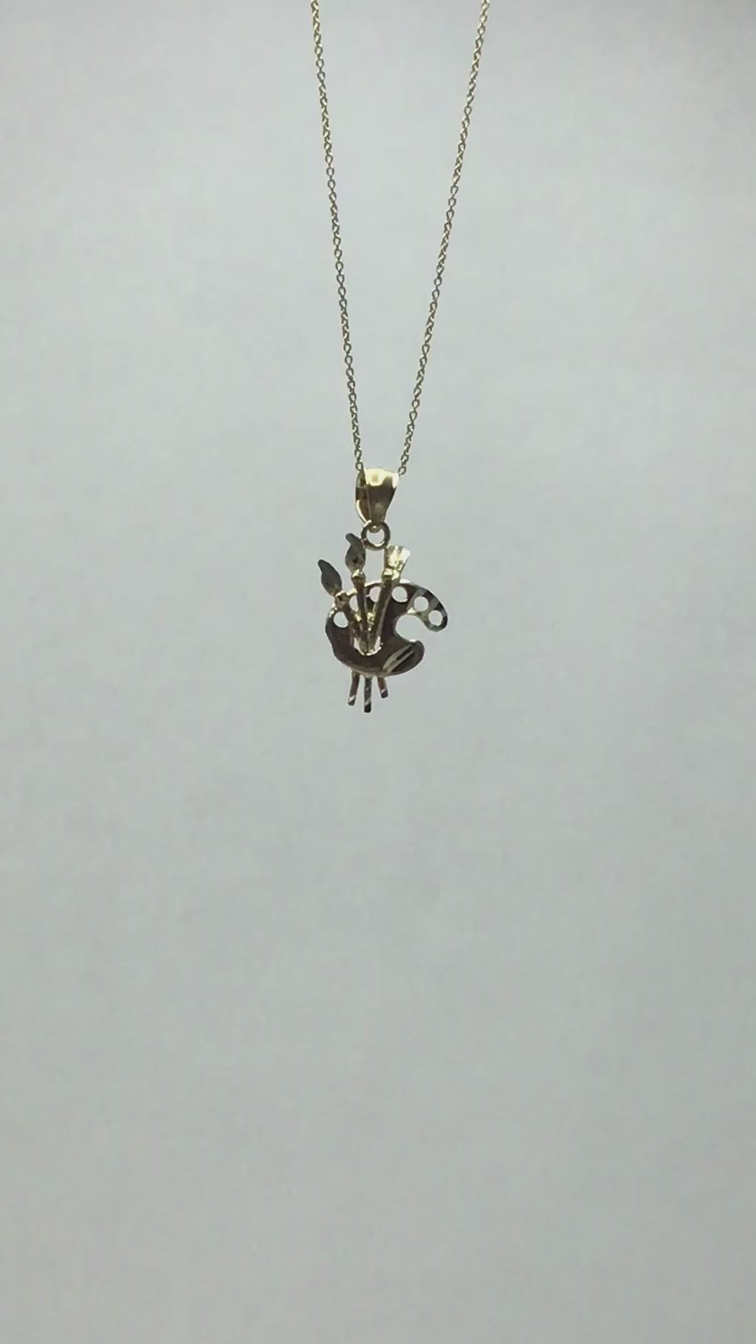 10k/14k Solid Gold Painter Pendant - Artist Jewelry for Necklace