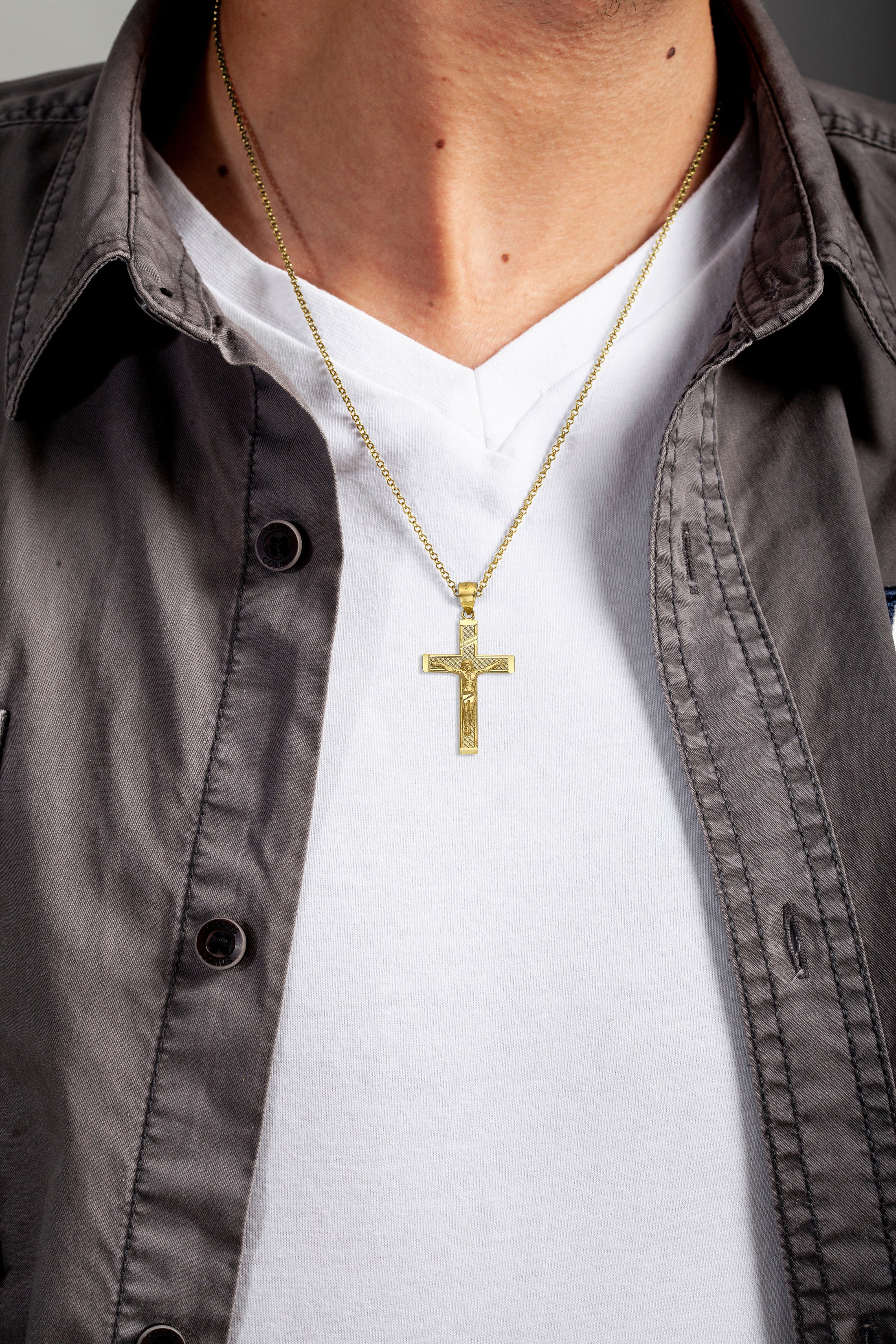 Solid Gold Crucifix Pendant - 10k or 14k