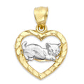 Load image into Gallery viewer, Solid Two-Tone Gold Cat in Heart Pendant - 10k or 14k
