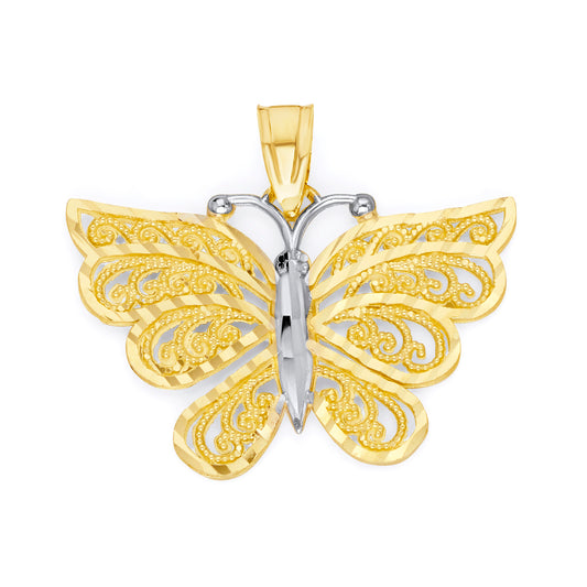 Solid Gold Butterfly Pendant - 10k or 14k