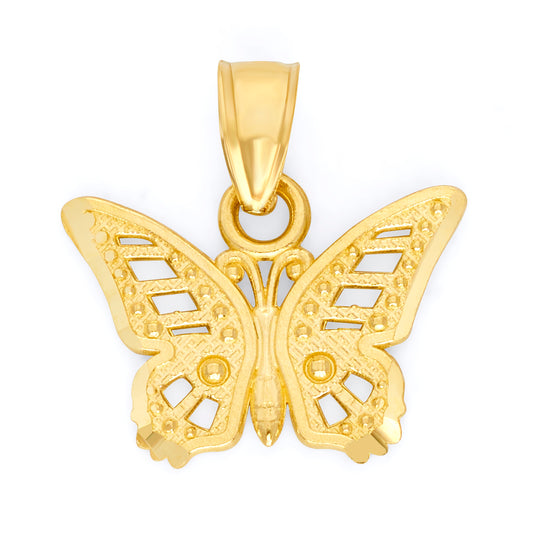 Solid Gold Butterfly Pendant - 10k or 14k