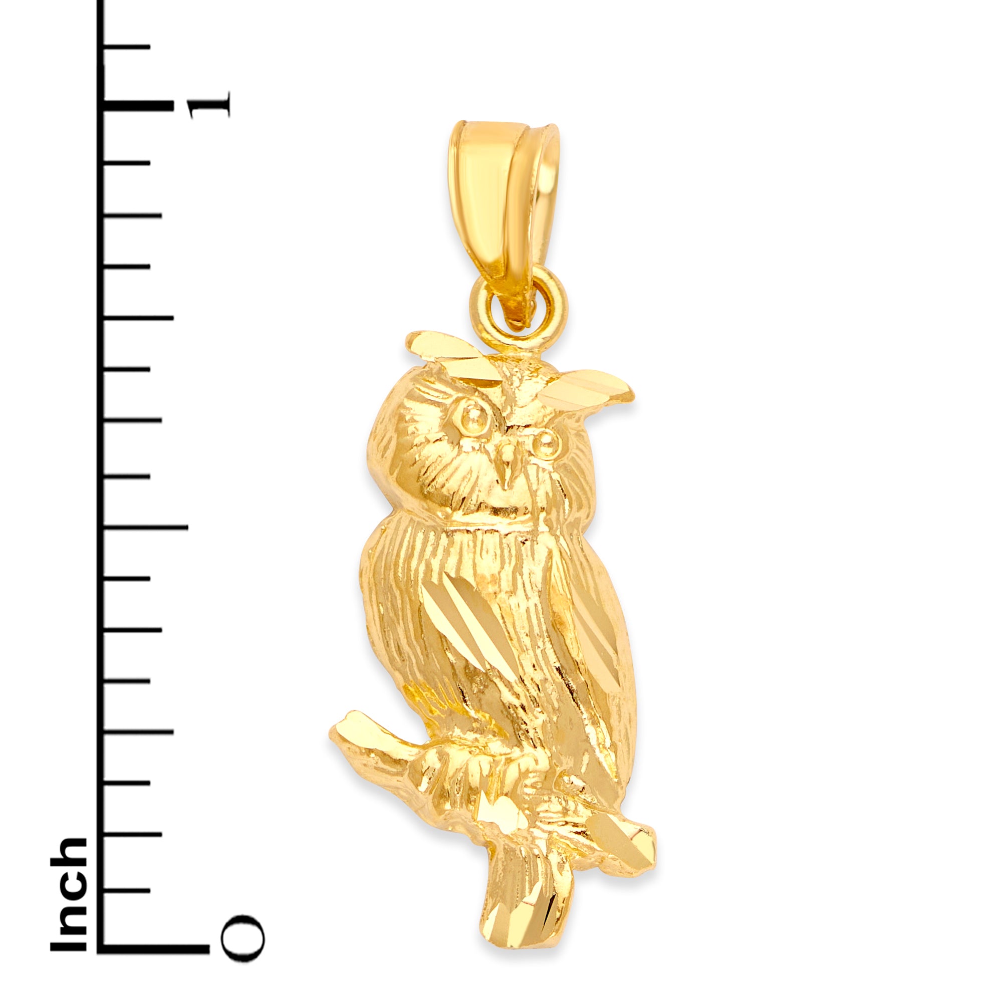 Solid Gold Owl Pendant - 10k or 14k