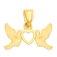 Load image into Gallery viewer, Solid Gold Doves with Heart Pendant - 10k or 14k
