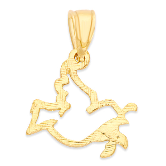 Solid Gold Dove with Olive Branch Pendant - 10k or 14k