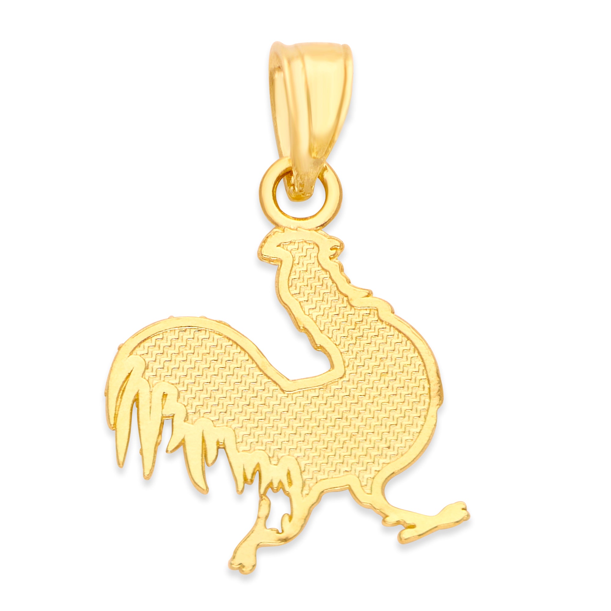 Solid Gold Rooster Pendant - 10k or 14k