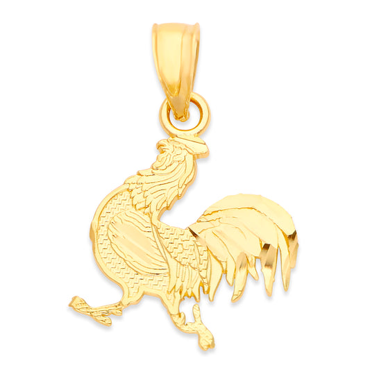 Solid Gold Rooster Pendant - 10k or 14k