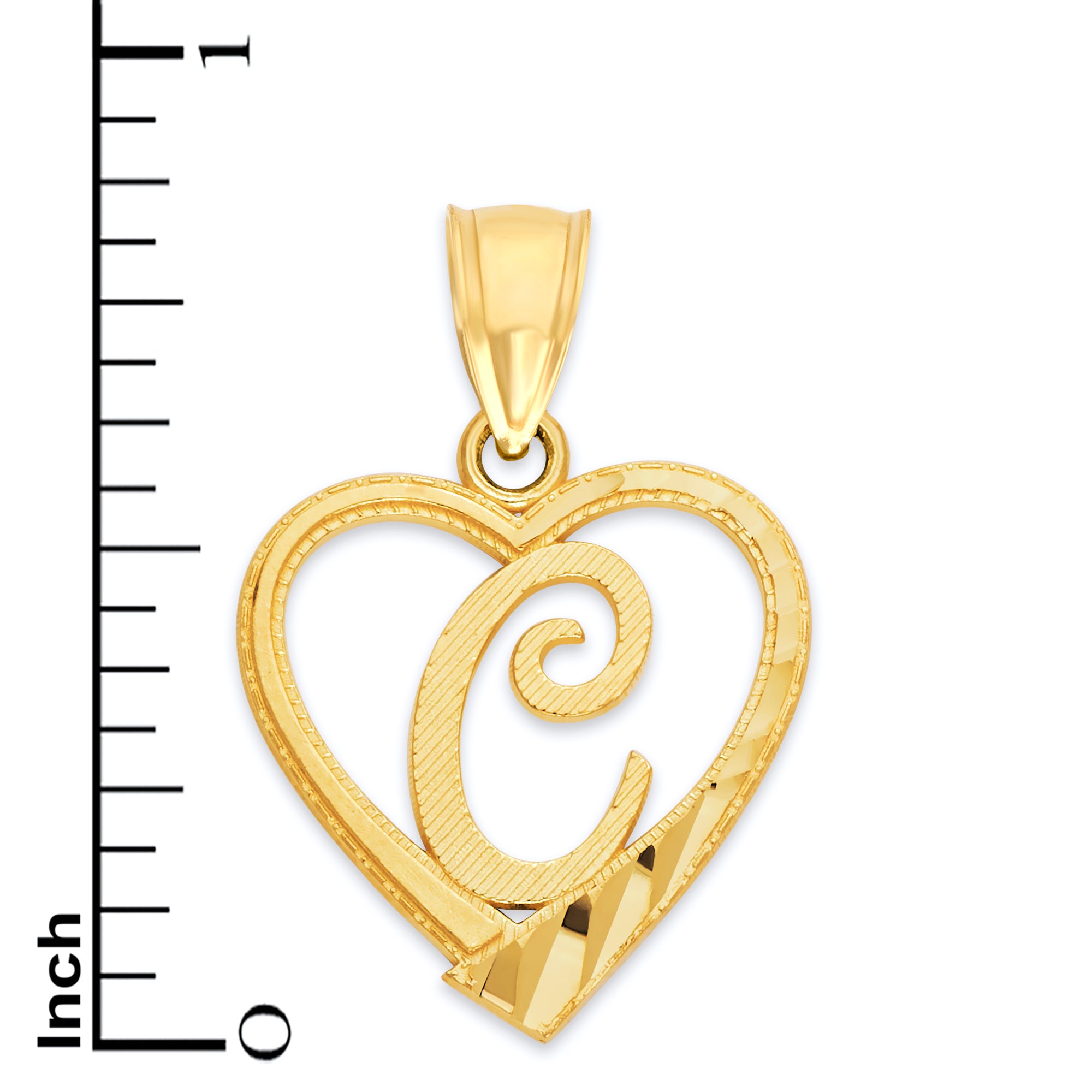 Solid Gold Heart Initial Pendant - 10k or 14k