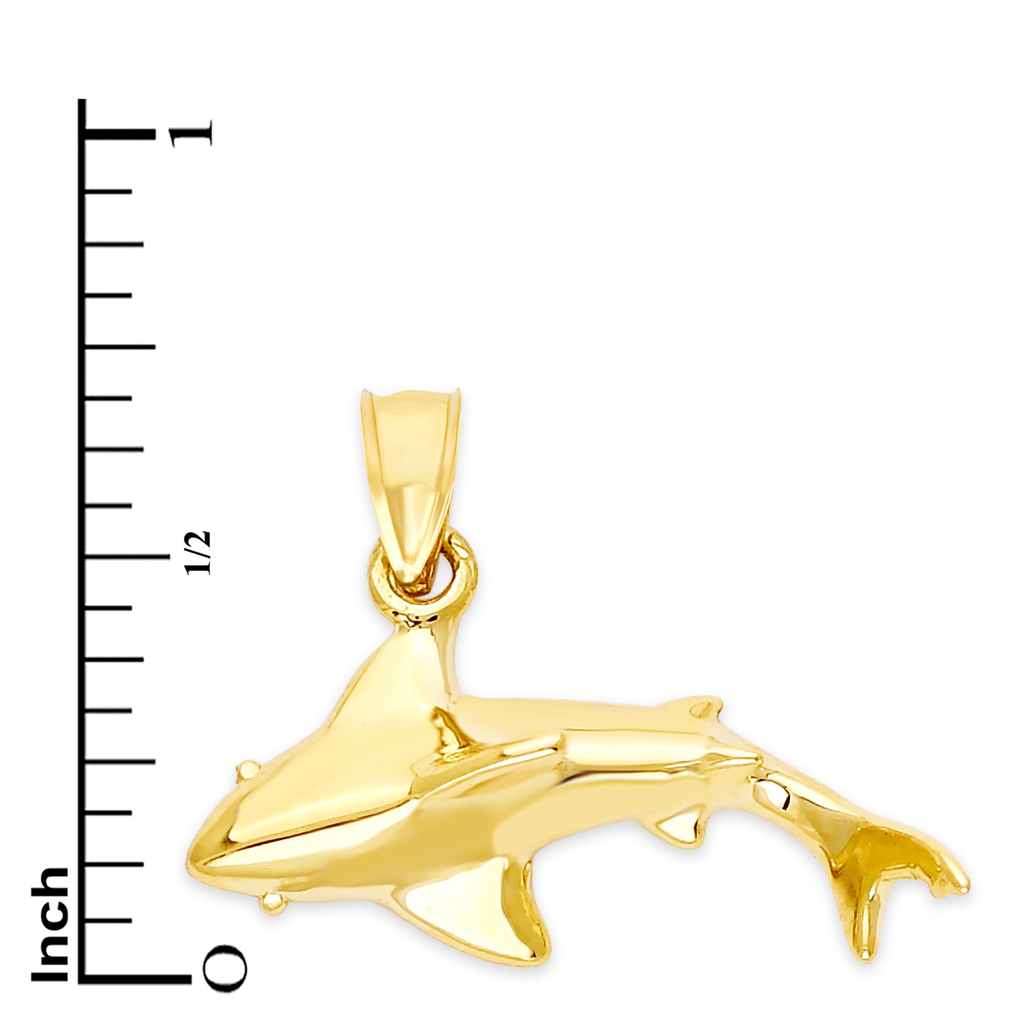 Solid Gold Shark Pendant - 10k or 14k