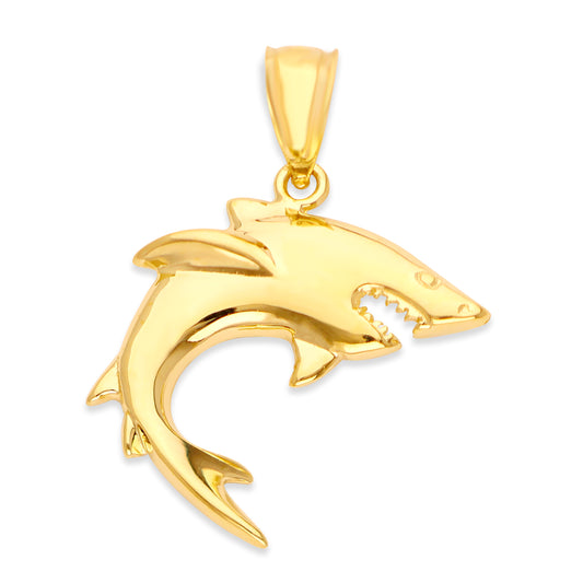 Solid Gold Shark Pendant - 10k or 14k