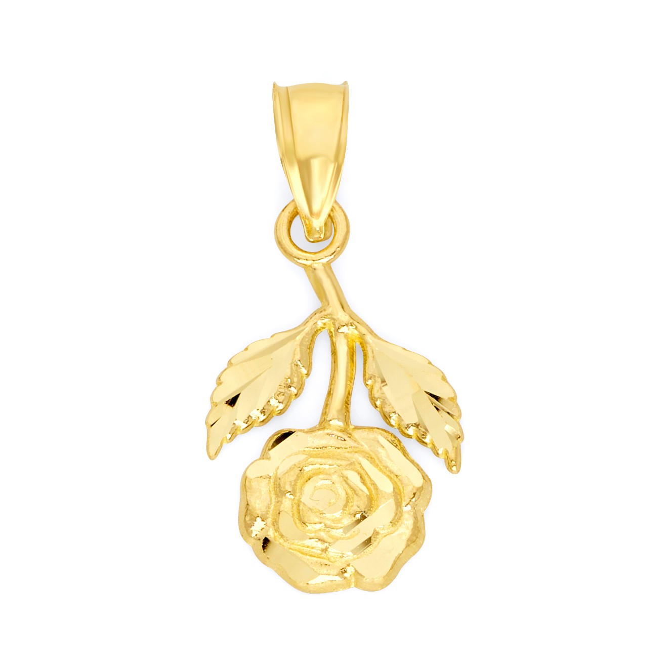 Solid Gold Hanging Rose Pendant - 10k or 14k