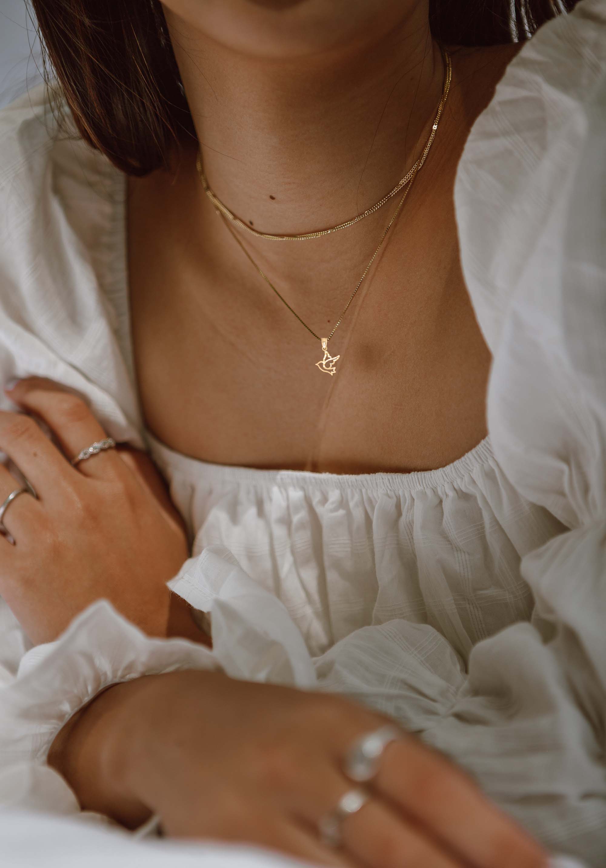 Solid Gold Dove Pendant - 10k or 14k
