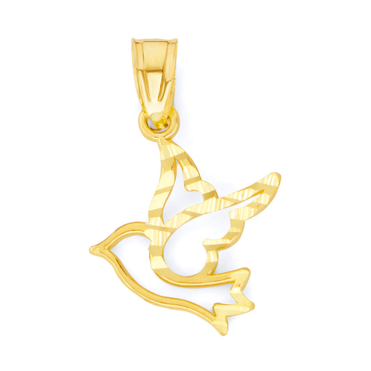 Solid Gold Dove Pendant - 10k or 14k