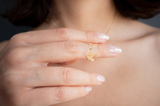 Solid Gold Dove Pendant - 10k or 14k