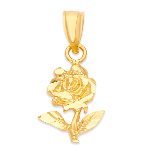 Solid Gold Rose Pendant - 10k or 14k