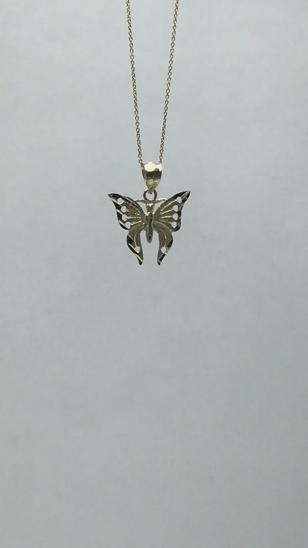 10k/14k Solid Gold Butterfly Pendant - Diamond Cut Animal Charm