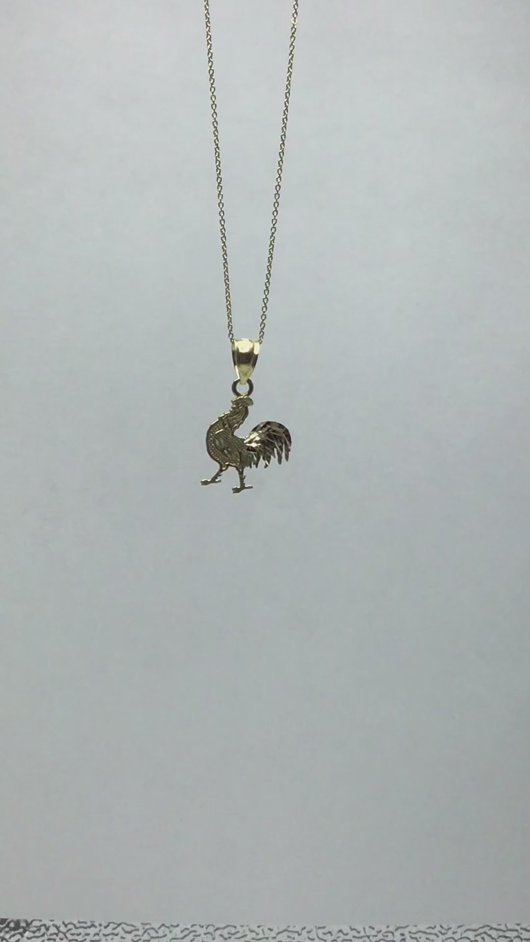 10k/14k Solid Gold Rooster Pendant - Diamond Cut Animal Charm