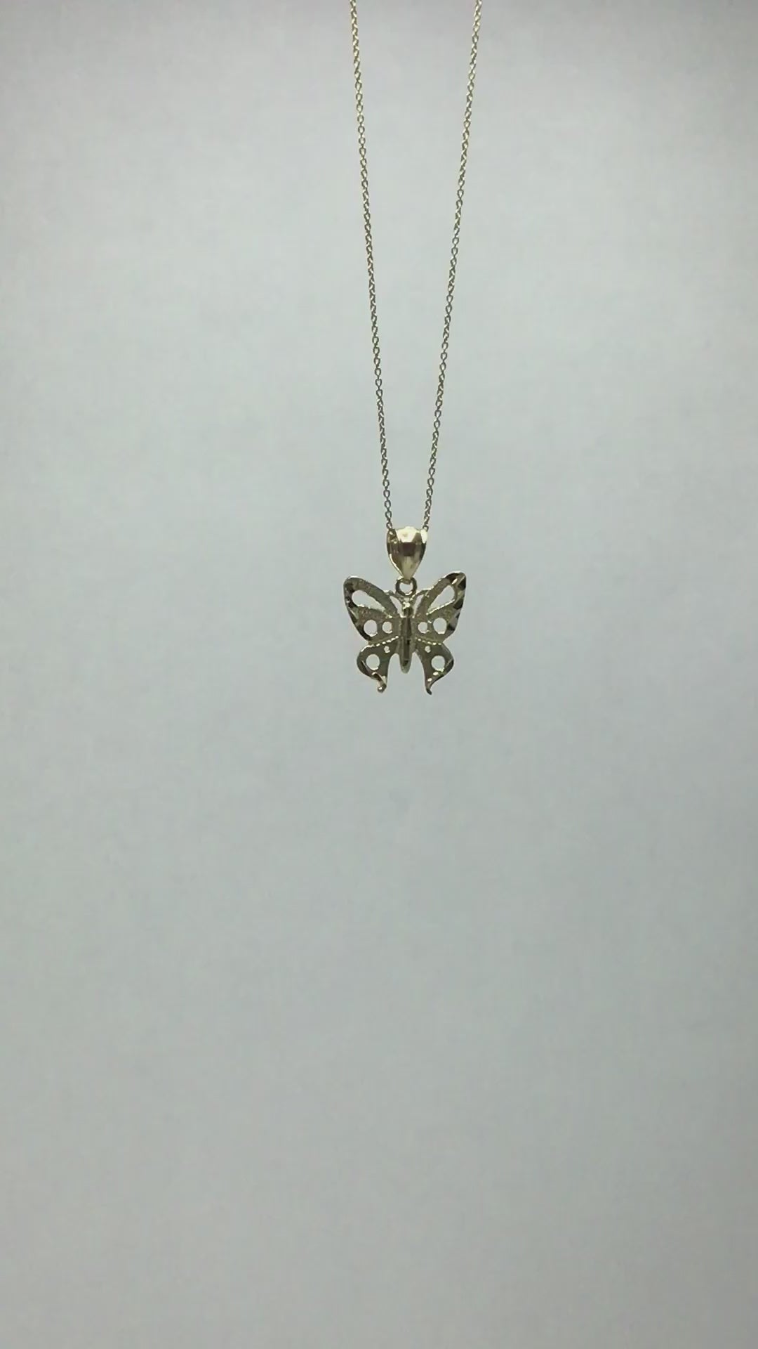 10k/14k Solid Gold Butterfly Pendant - Diamond Cut Animal Charm