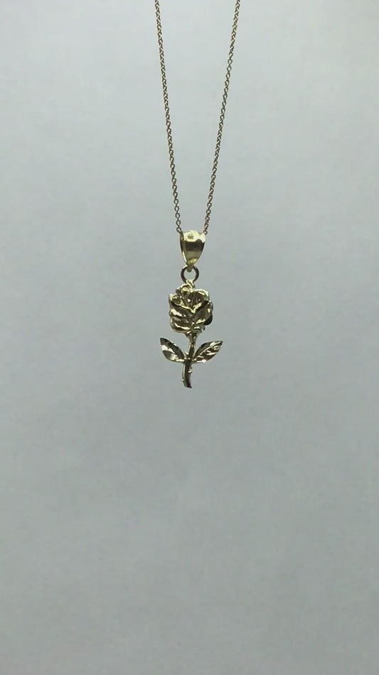 Solid Gold Hanging Rose Pendant - 10k or 14k