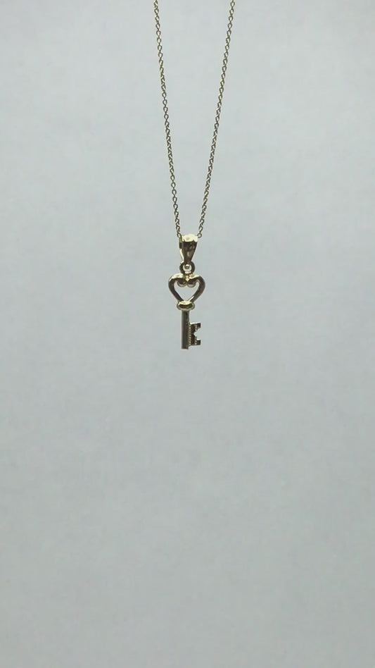 Solid Gold Key Pendant - 10k or 14k