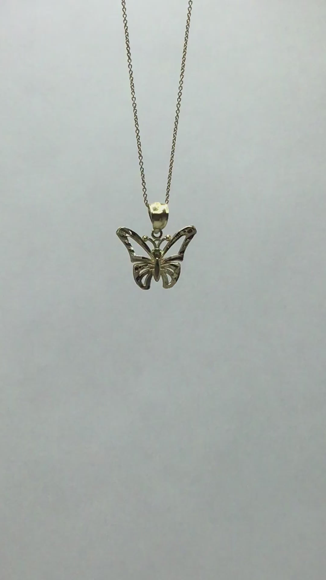 10k/14k Solid Gold Butterfly Pendant - Diamond Cut Animal Charm