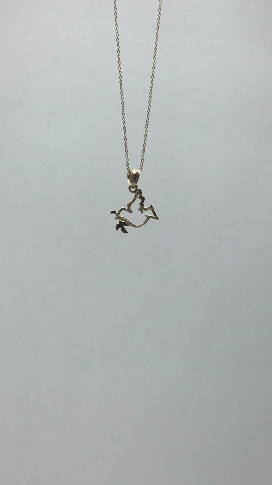 10k/14k Solid Gold Dove Pendant - Diamond Cut Animal Charm