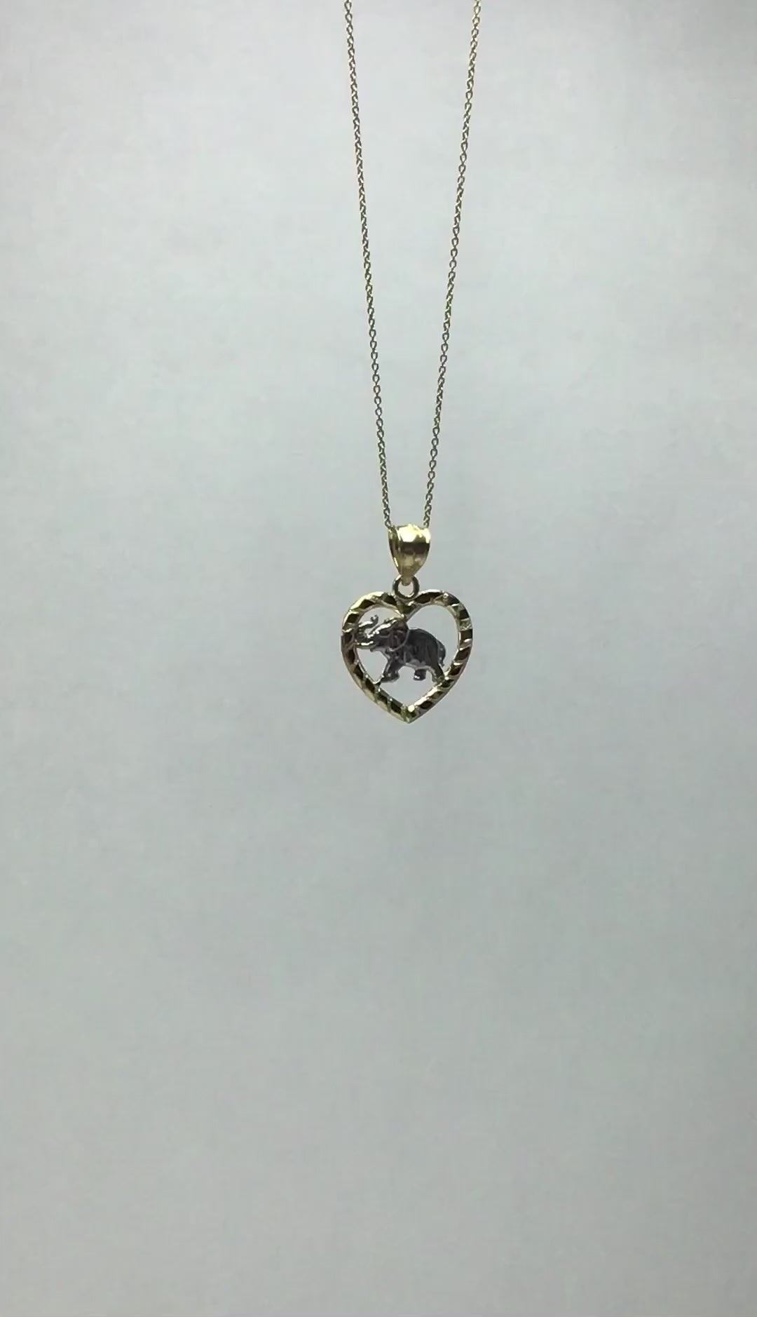 10k/14k Solid Gold Elephant in Heart Charm - Animal Jewelry for Bracelet